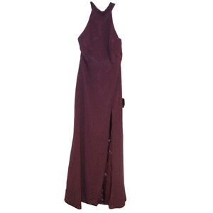 Lulus Purple with Satin High Neck Tie Formal Floor Length Dress Size S BNWT